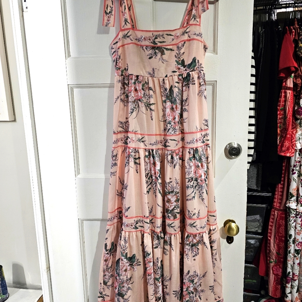 Chicwish Pink Floral Tie-Strap Maxi Dress